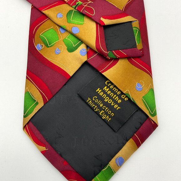 J. Garcia Creme de Menthe Hangover Christmas Ornaments Vintage 100% Silk Tie - Picture 3 of 7